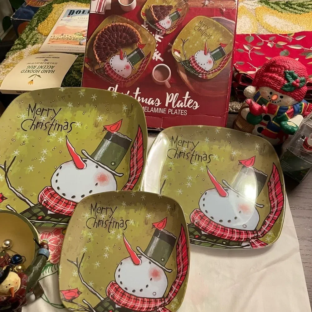 Snowman Christmas Plates Melamine Ceramic Wind Up Vintage Snowman Pier 1 Wine